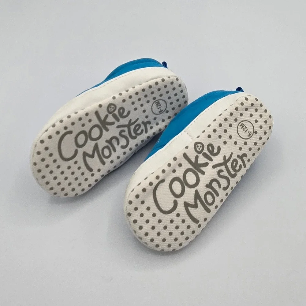 Sesame Street Cookie Monster Baby Crib Shoes Slip On Blue Size 6 12M‎